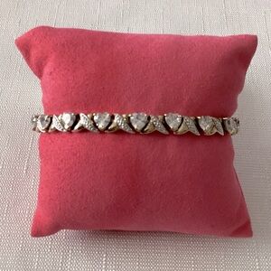 Hearts and Kisses Gold Tone Line Bracelet
